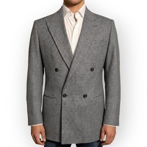 Vintage KENNETH ROBERTS Mens Double Breasted Blazer Sport Coat Jacket 40L Gray